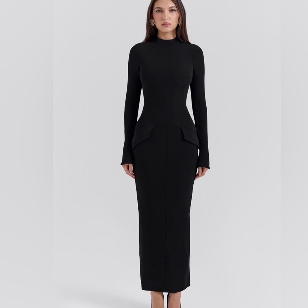 House of CB MARIE-LOUISE Mock Neck Long Sleeve Dress Size XS